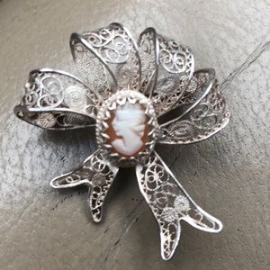 Silver Cameo Pin from Italy